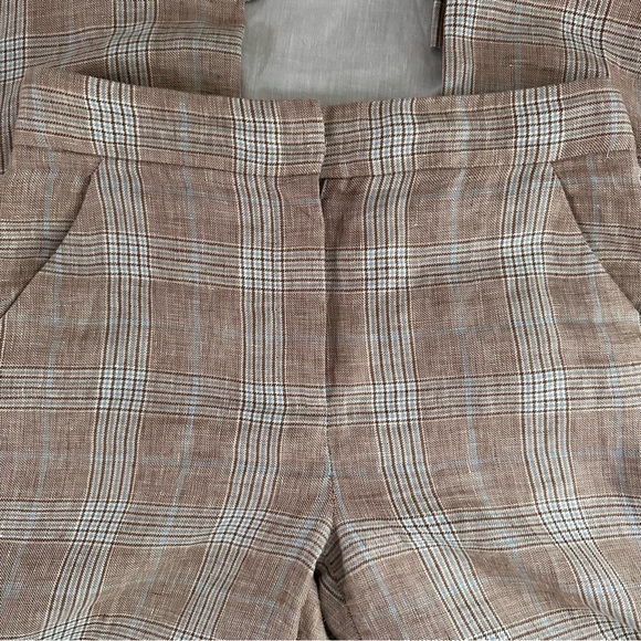 Veronica Beard Brixton Cropped Checked Linen Wide-Leg Pants – Size 8 - Picture 10 of 10